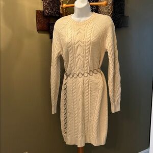 Ralph Lauren Cream Long Sleeve Sweater Dress Size Small
